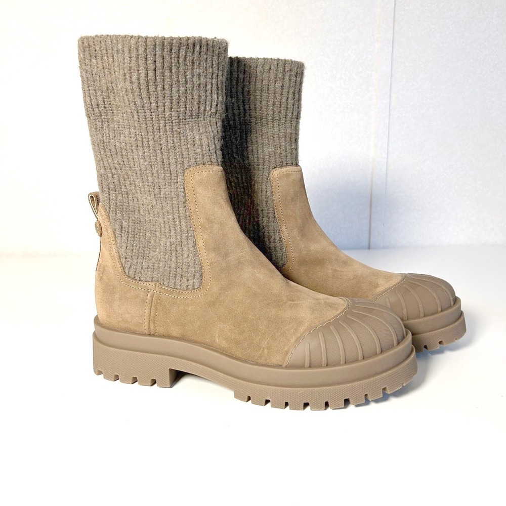 Sam Edelman Women's Steele Knit suede Lugsole Chelsea Boots size 9 gorpcore norm